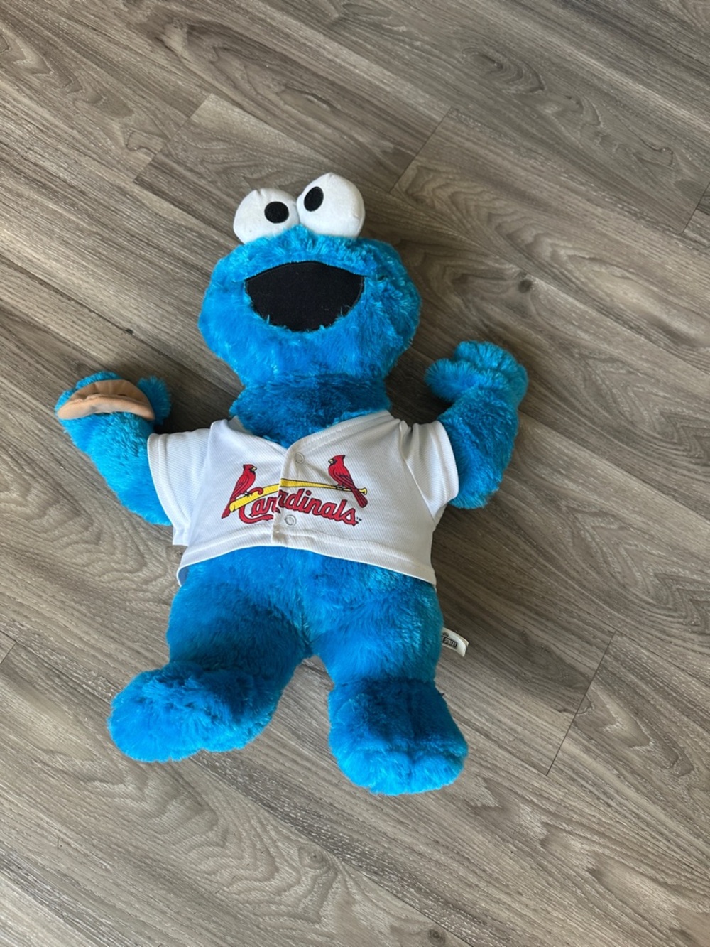 Blue Cookie Monster Plush Toy with Cardinals Jersey - Kids Toy